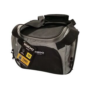 Igloo Duffel Cooler Bag, Fully Insulated 16 Can‎ Capacity, Gray & Black, New